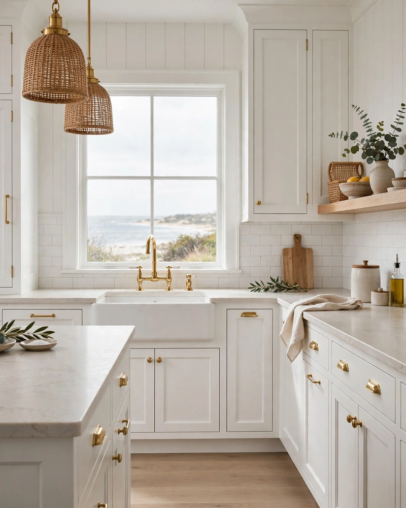 Crisp White Shaker Cabinets - 23 Coastal Kitchen Designs for a Collected Custom Look