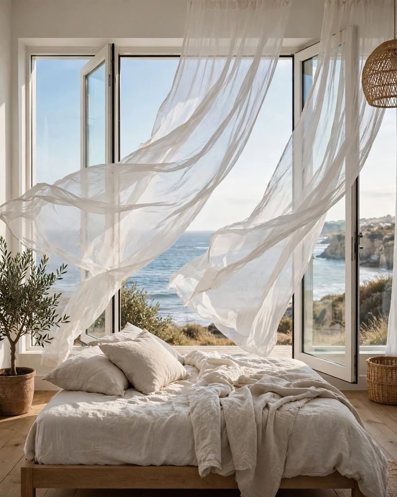 Breezy Sheer Curtains - 18 Relaxed Coastal Decor Ideas for a Calm Stylish Home