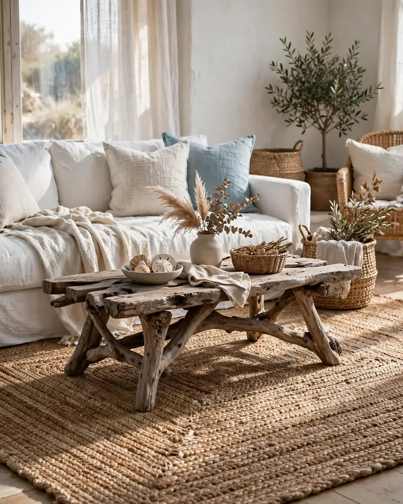 Jute Area Rug - 18 Relaxed Coastal Decor Ideas for a Calm Stylish Home