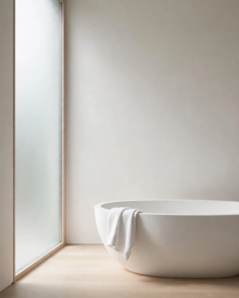 Freestanding Soaking Tub - 16 Minimalist Bathrooms That Feel Calm and Stylish