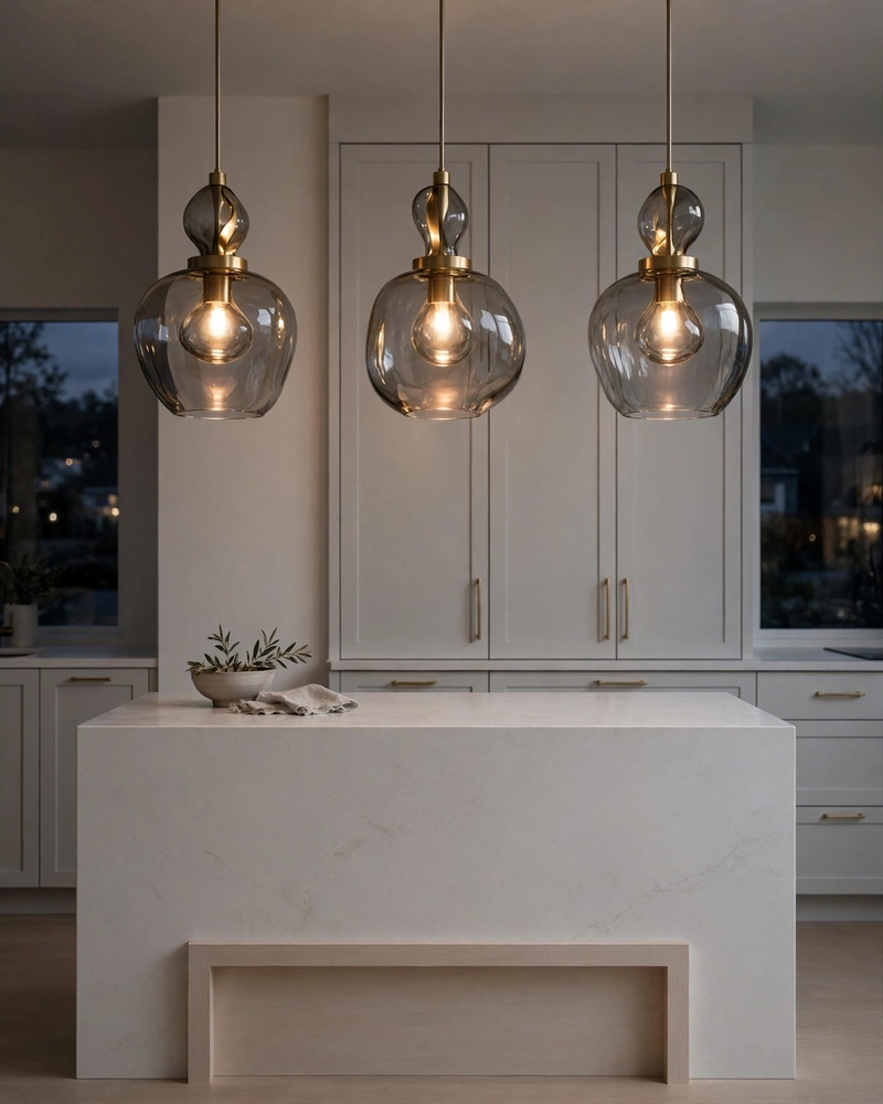 Sculptural Island Pendants - 21 Minimalist Kitchen Ideas for an Effortless Luxe Look