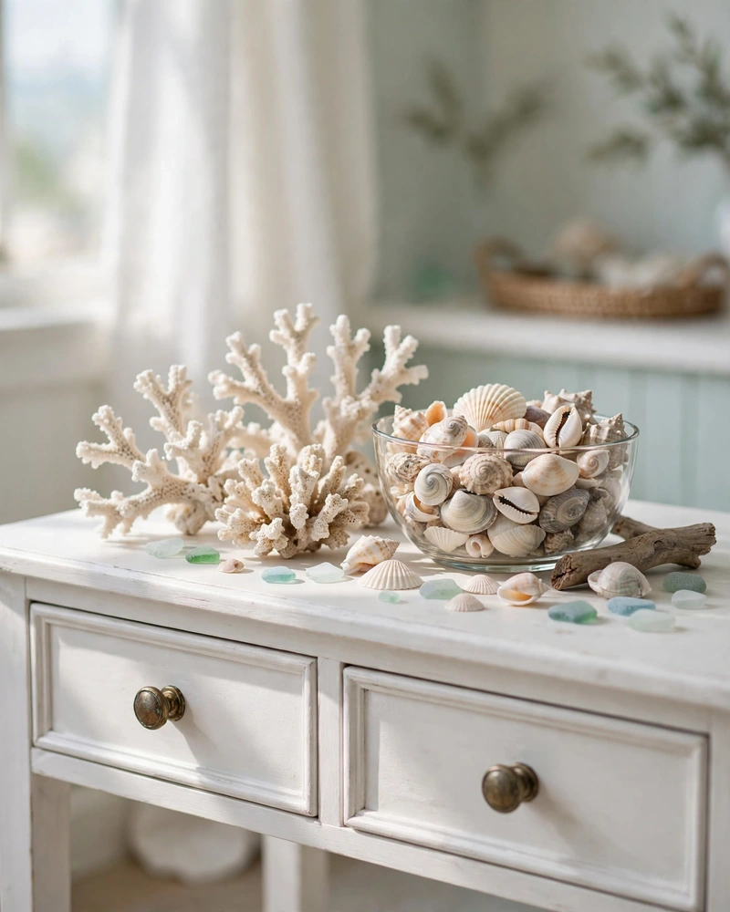 Coral and Shell Vignette - 18 Relaxed Coastal Decor Ideas for a Calm Stylish Home