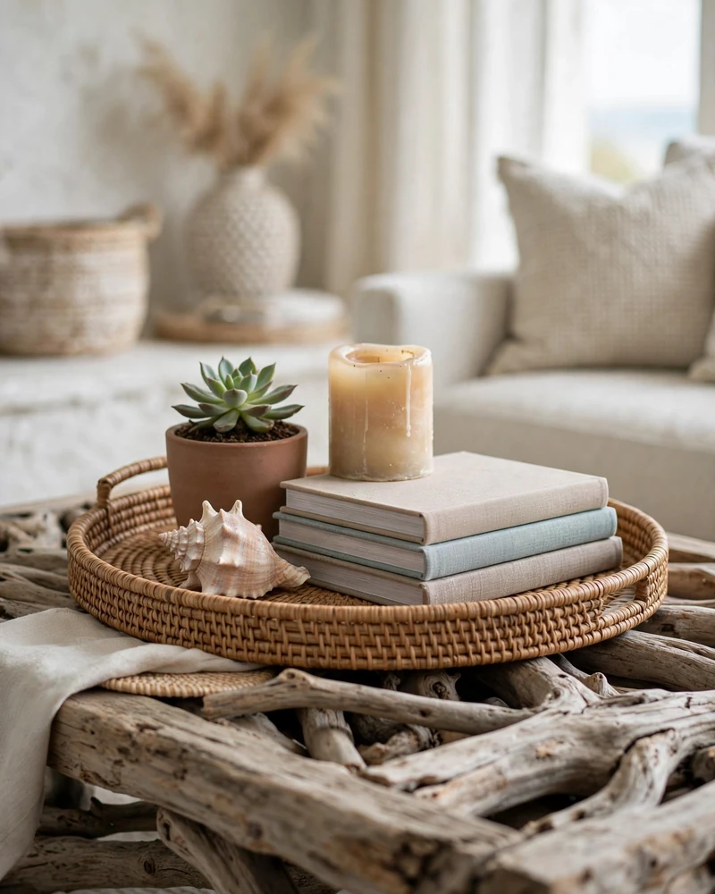 Styled Coffee Table Tray - 18 Relaxed Coastal Decor Ideas for a Calm Stylish Home