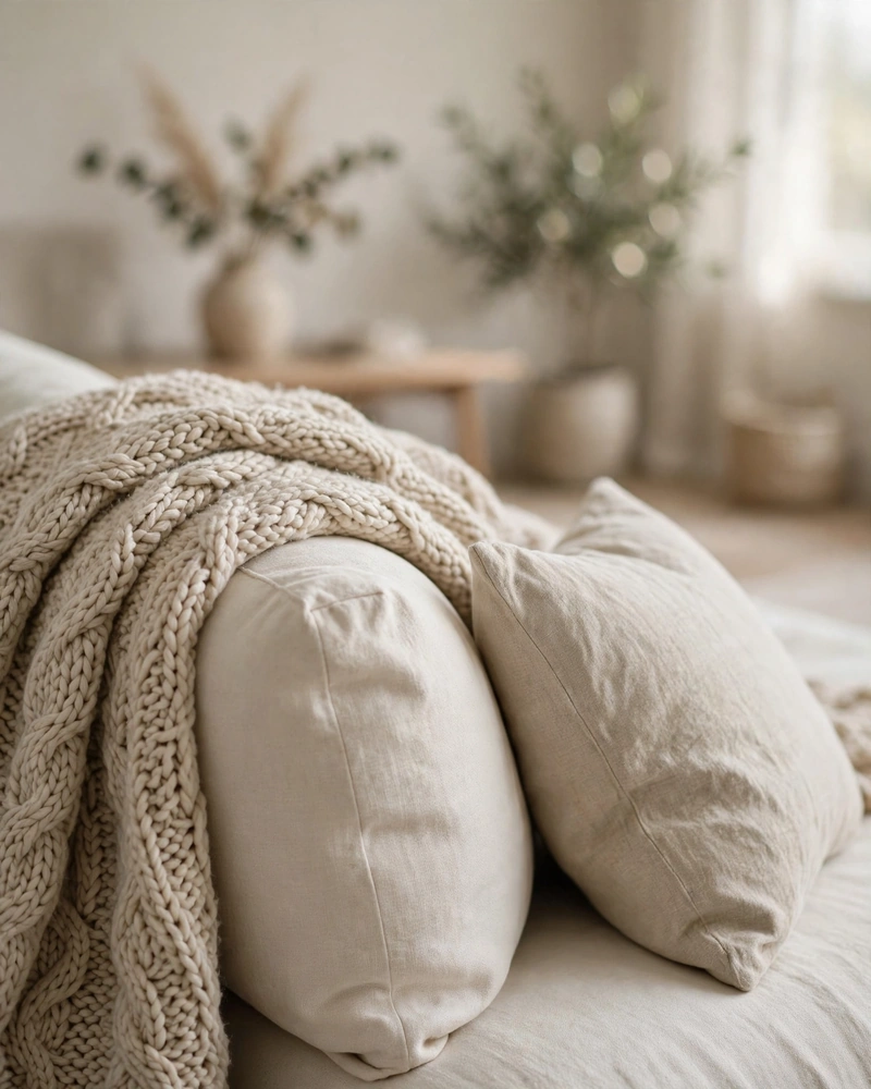 Chunky Knit Throw - 25 Minimalist Decor Ideas for a Beautiful Simple Home