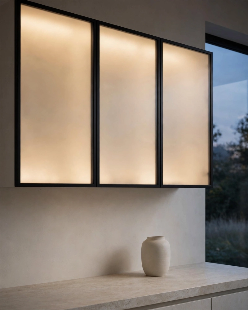 Frosted Glass Cabinet Accents - 21 Minimalist Kitchen Ideas for an Effortless Luxe Look