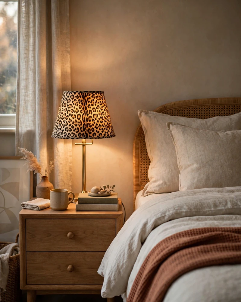 Light It Up With a Leopard Print Lampshade - 19 Leopard Print Bedroom Ideas for a Bold, Chic Look