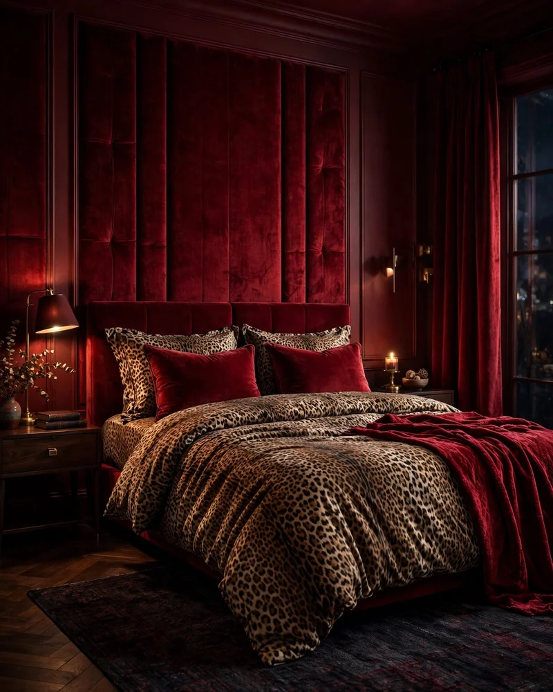 Pair Leopard With Red for a Dramatic Bedroom - 19 Leopard Print Bedroom Ideas for a Bold, Chic Look