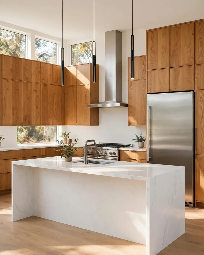 Modern Honey Oak Kitchen with Stainless Steel Appliances - 24 Honey Oak Kitchen Cabinet Ideas for a Fresh Look