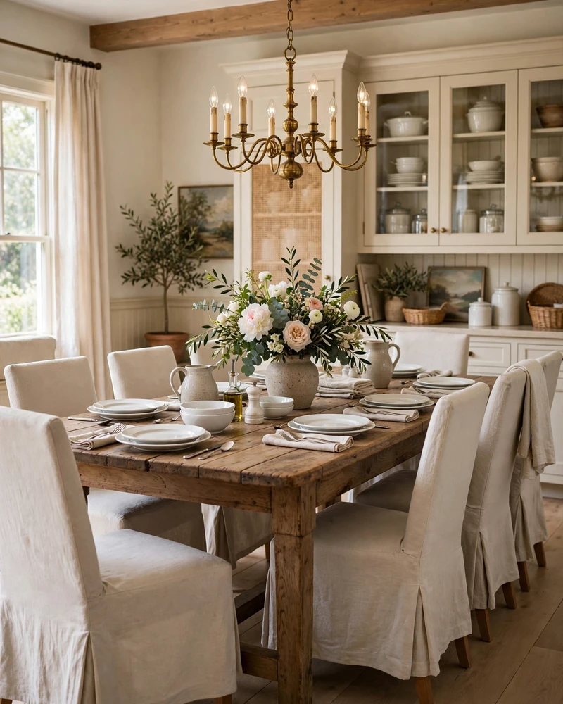 Set a Collected Farmhouse Dining Room - 21 Nancy Meyers Home Aesthetic Ideas for Timeless Charm