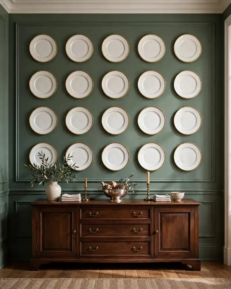 Symmetrical Plate Wall Arrangement - 13 Plate Wall Ideas for a Unique Decorative Display