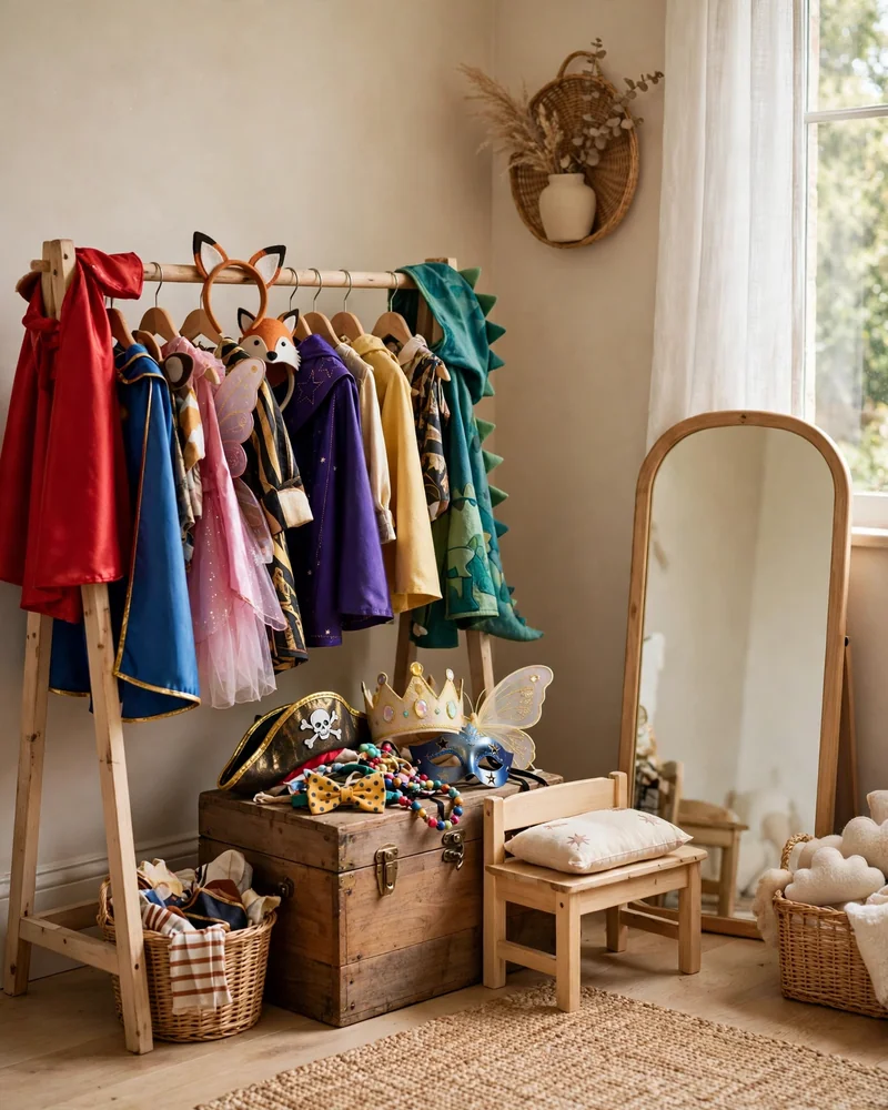 A Dress-Up Corner for Imaginative Play - 15 Playroom Ideas for a Fun Organized Kids Space