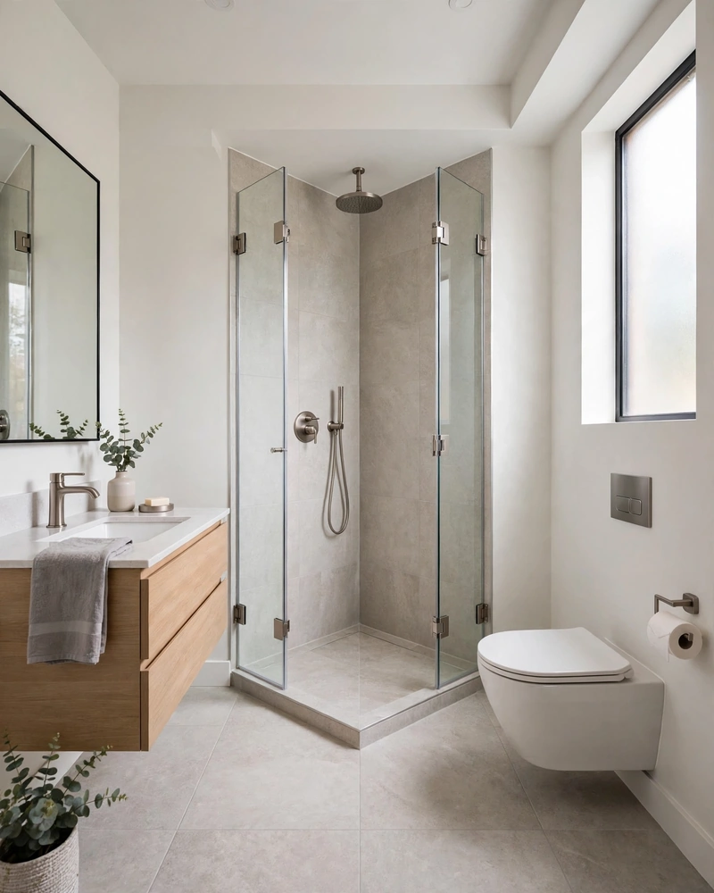 Neo-Angle Corner Shower for Tight Footprints - 18 Small Bathroom Ideas to Make a Tiny Space Feel Bigger