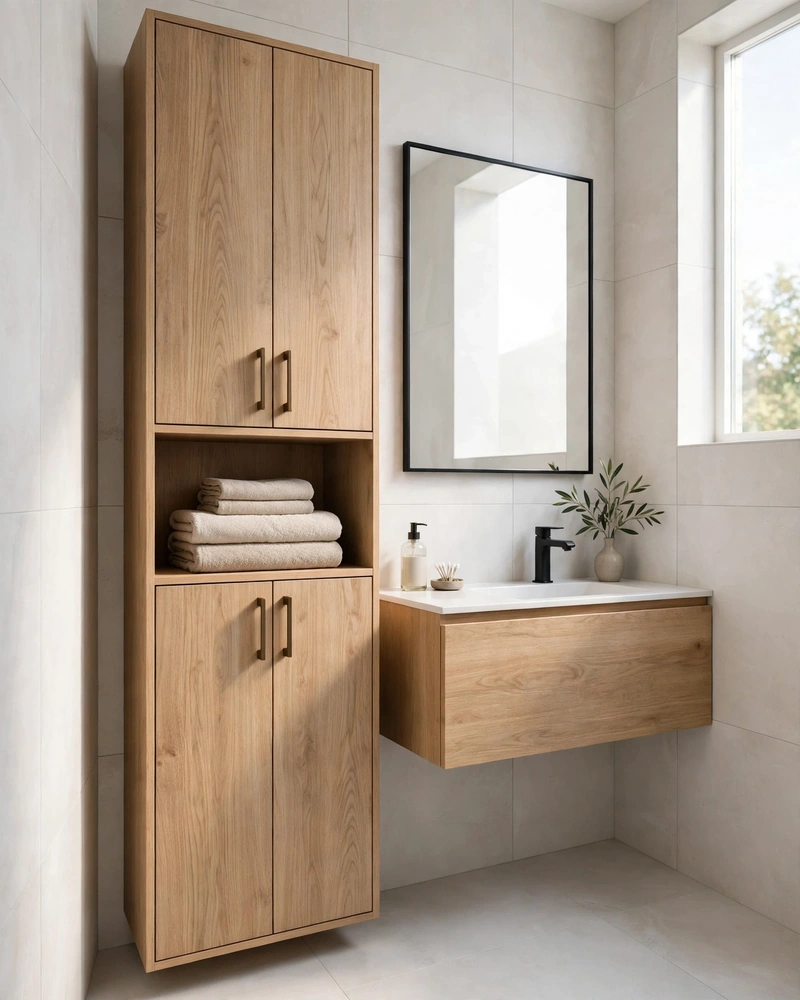 Tall Vertical Storage Tower - 18 Small Bathroom Ideas to Make a Tiny Space Feel Bigger
