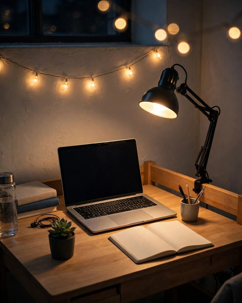 Light It Right With a Clamp Desk Lamp - 14 Small Dorm Desk Ideas for a Stylish Study Space