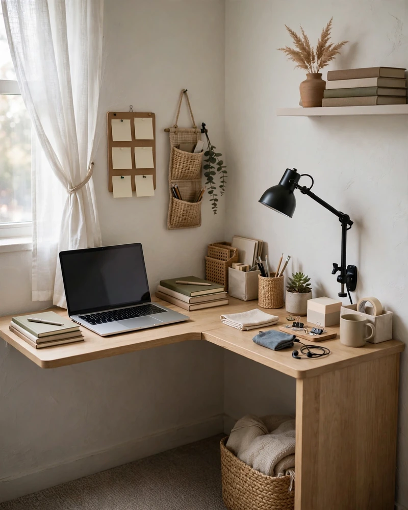 Tuck a Corner Desk Into the Dead Space - 14 Small Dorm Desk Ideas for a Stylish Study Space