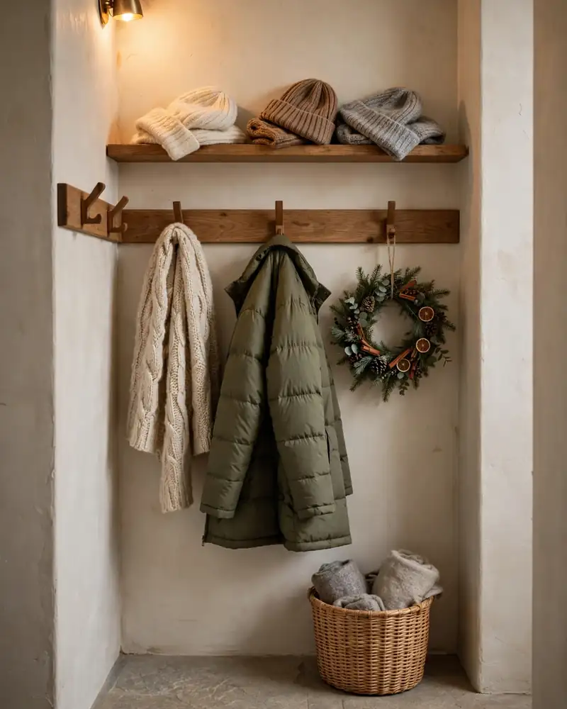 Dress Up Wall Hooks for Coats and Winter Greens - 14 Winter Entryway Decor Ideas for a Warm Welcome