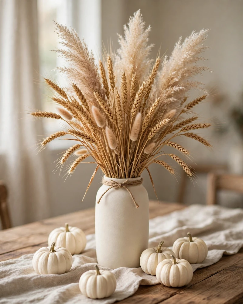 Dried Wheat Centerpiece in a Tall Matte Vase - 17 Thanksgiving Centerpiece Ideas for a Stunning Holiday Table