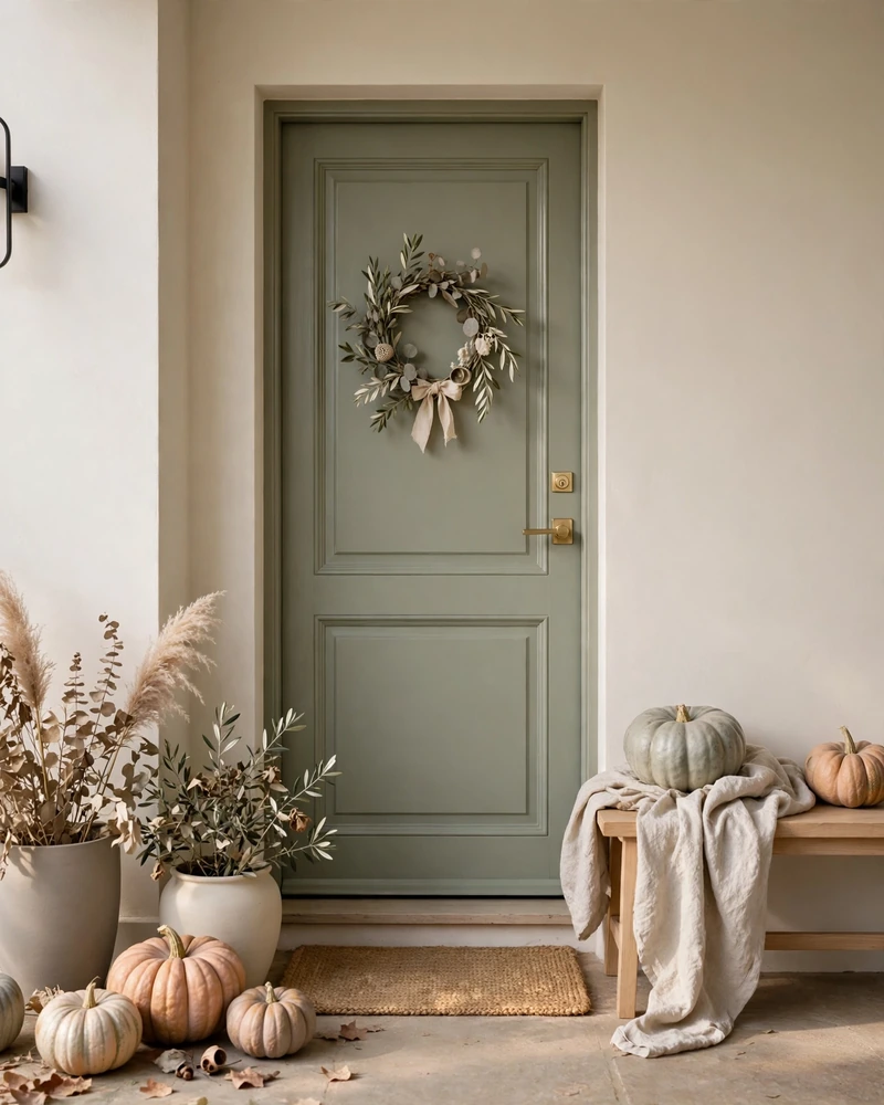 Keep the Palette Warm and Minimalist - 14 Thanksgiving Porch Decor Ideas for a Welcoming Fall Entry