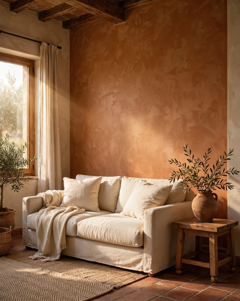 Warm Terracotta Walls - 14 Tuscan Living Room Ideas for Warm Timeless Style