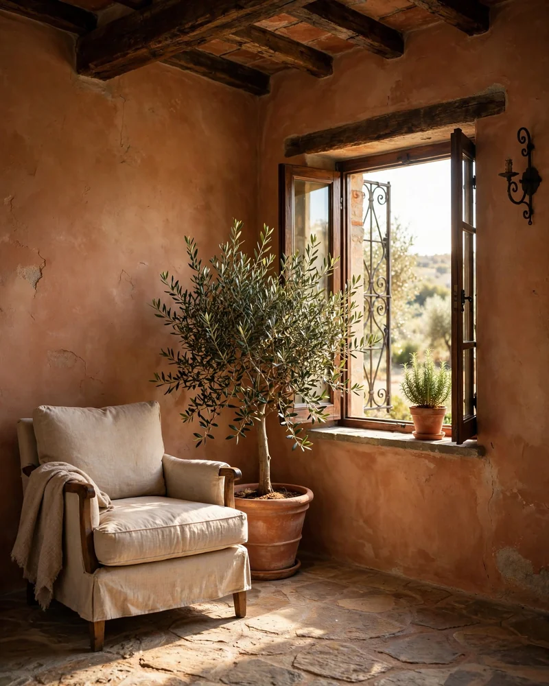 Olive Tree Greenery - 14 Tuscan Living Room Ideas for Warm Timeless Style