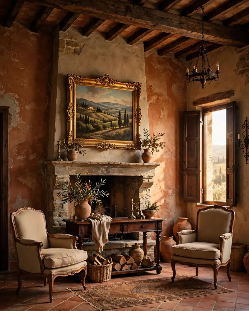Vintage Tuscan Artwork - 14 Tuscan Living Room Ideas for Warm Timeless Style