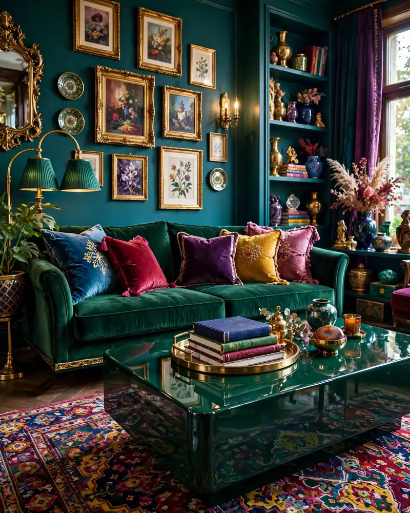 Lacquered Colorful Coffee Table - 24 Vibrant Living Room Ideas That Stay Fresh for Years