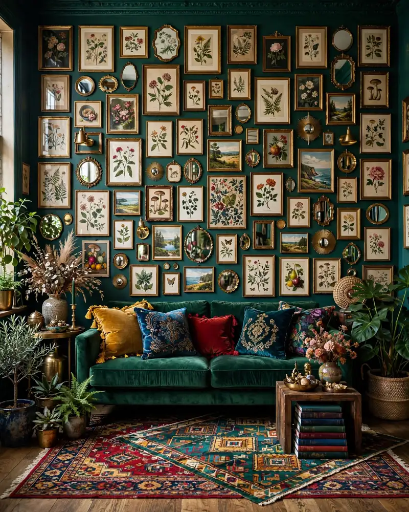 Maximalist Gallery Wall - 24 Vibrant Living Room Ideas That Stay Fresh for Years