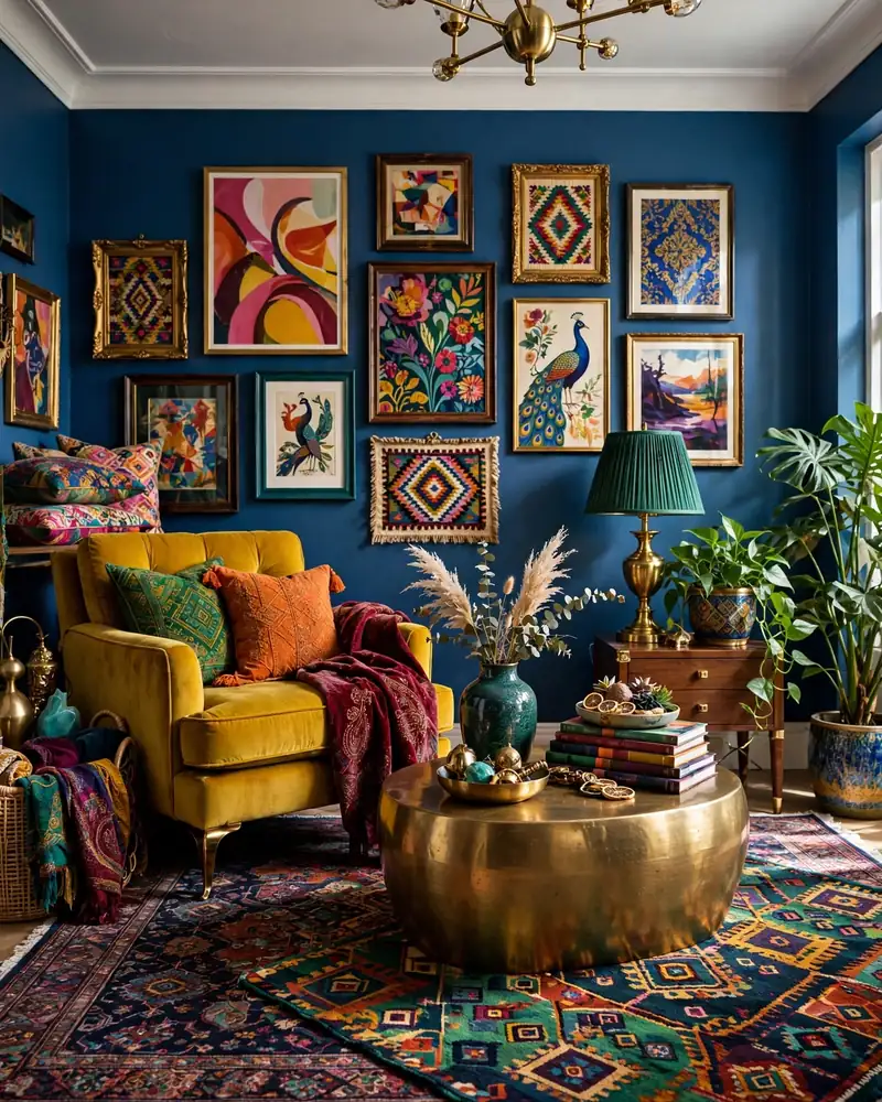 Sapphire Blue Walls - 24 Vibrant Living Room Ideas That Stay Fresh for Years